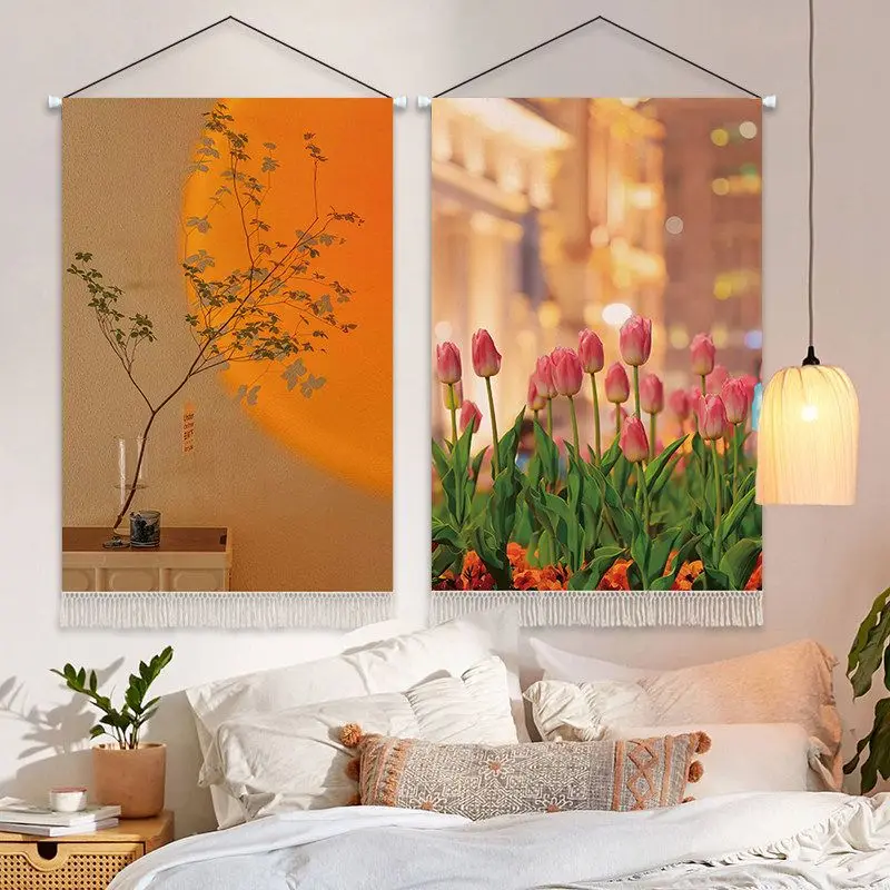 VIKAMA Vintage Rose Floral Tapestry Wall Hanging, Romantic Flower Plant Nature Art Tapestry for Bedroom Dorm Home Wall Decor