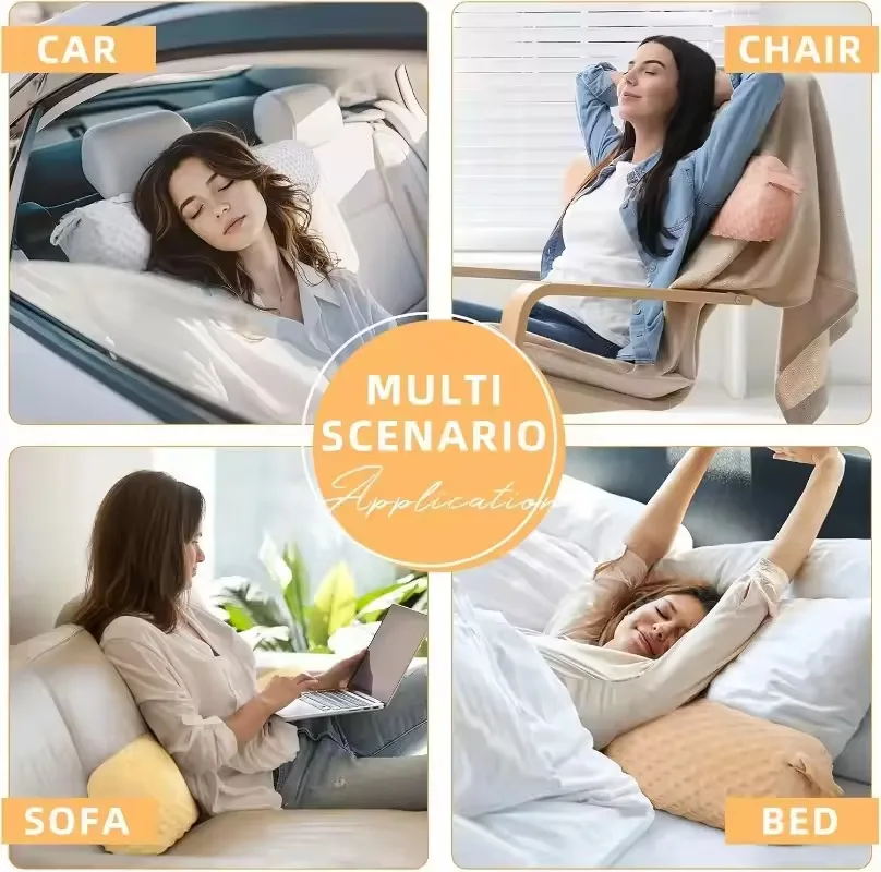Ergonomic Long Cylinder Body Pillow with Detachable Cover Fluffy PP Cotton Filling Roll Bolster Cushion for Neck Waist Knee