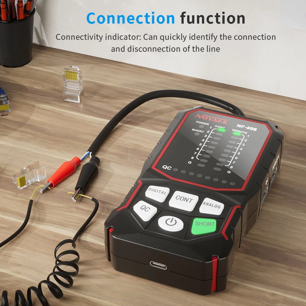 NOYAFA NF-808 Network Cable Tester Multifunction Wire Tracker RJ45 Cable Tracker Support Continuity Test Wire Tracer LCD Display