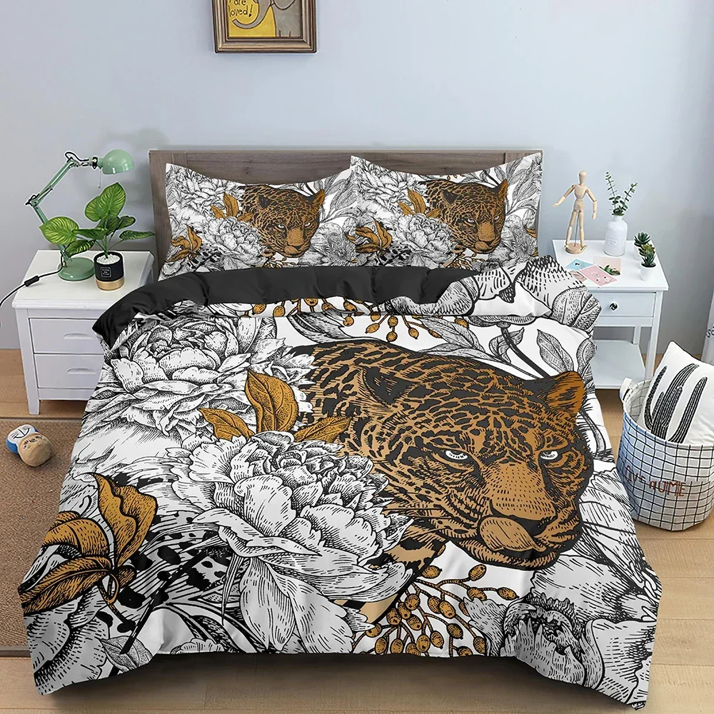 

3D Tiger Comfortable Duvet Quilt Cover Pillowcase Bedding Set Children Bedroom Decoration Home Textile