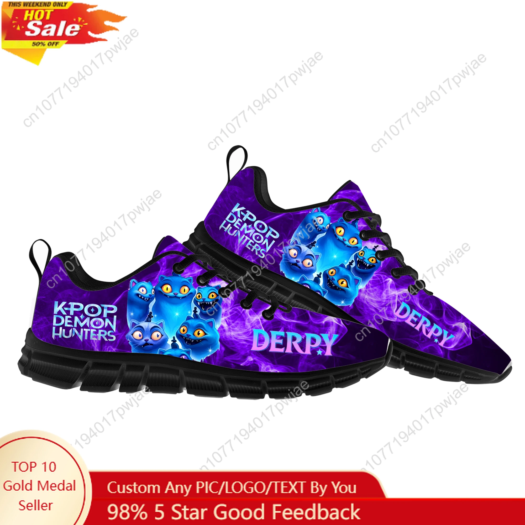 

KPop Demon Hunters Derpy Tiger Flats Sports Shoes Mens Womens Running Sneakers Fashion Casual Hiking Sneaker Custom Built Shoes
