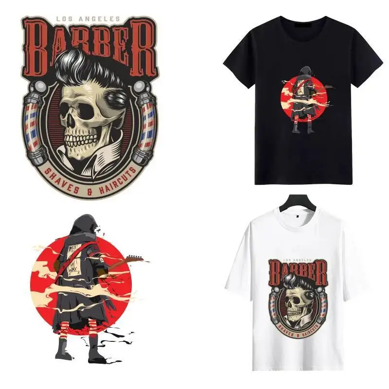

Punk Skull Patches Iron-On Transfers For Clothing Heat Transfer Thermal Sticker For Clothes DIY Grim Reaper Patches For Clothes