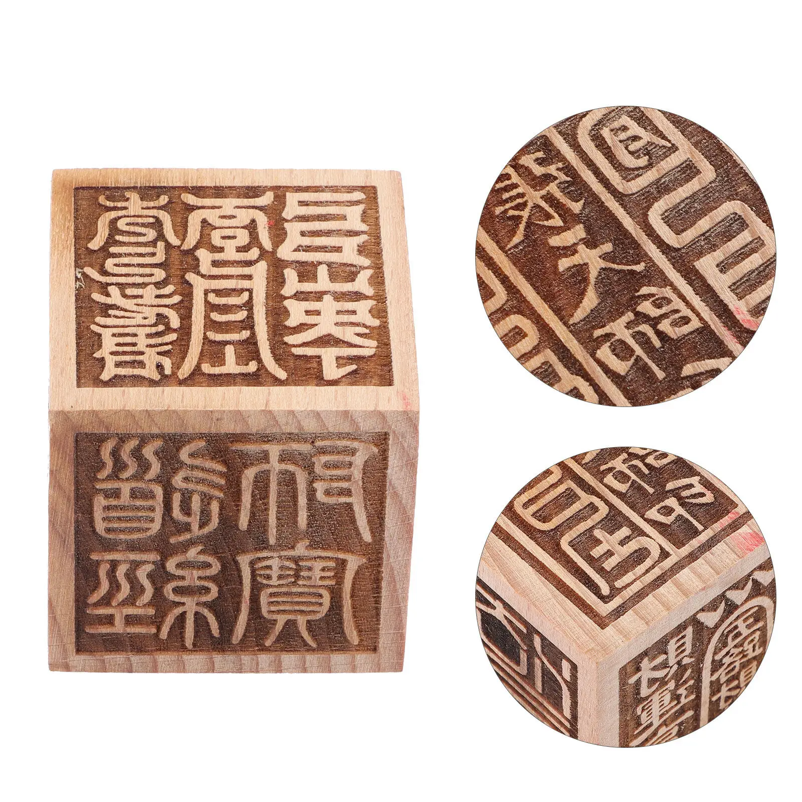 Wooden Buddha Seal Carved from Premium Peach Wood – Six-Sided Chinese Stamp for DIY Crafts, Journaling & Home Office