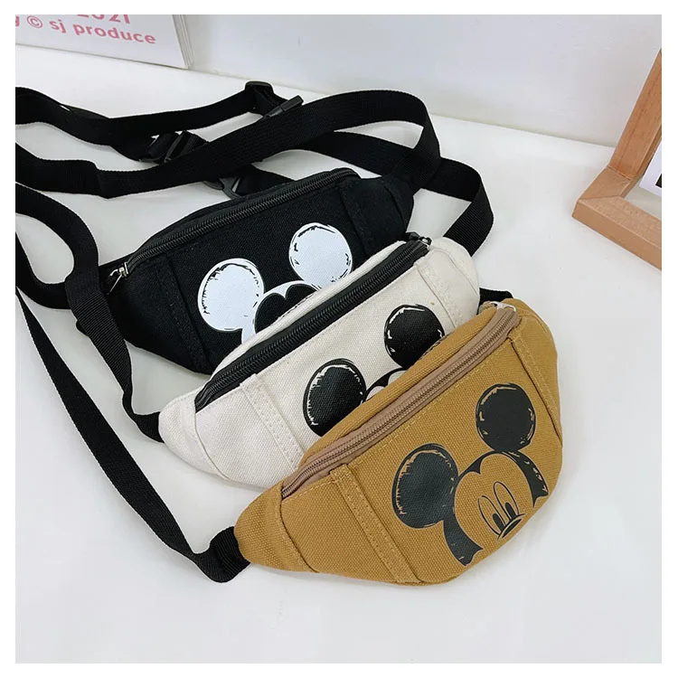 Disney Mickey Children\'s Waist Packs Fashion Brown Catoon Boys Waist Bag Crossbody Chest Bags Trendy Brand Kids Crossbody Bag