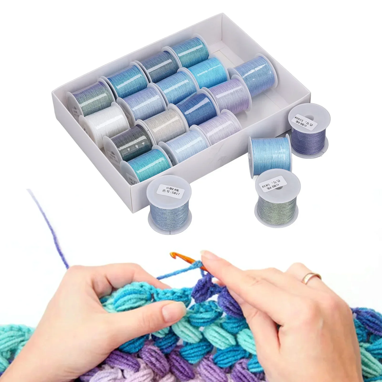 20pcs 6 Strands Embroidery Thread Colorful Blue Purple Hand Woven Rope Special Sewing Thread For Jewelry Making