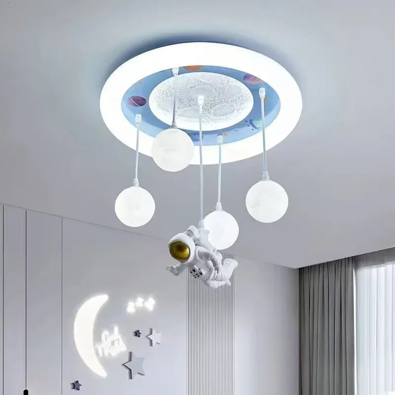 

SANDYHA Nordic Bedroom Ceiling Led Lamp Astronaut Lunar Luminaire Suspension Design Children's Decor Living Room Lights Lighting