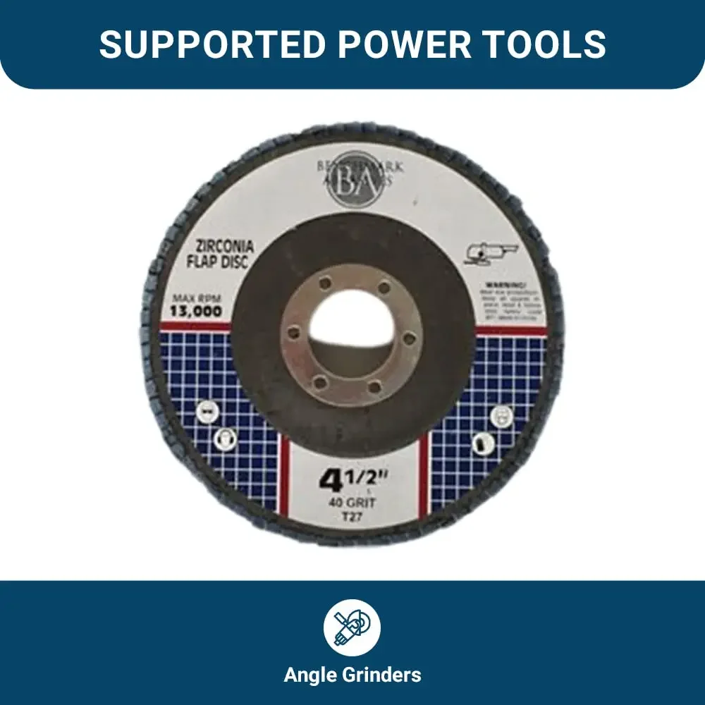 Abrasives 4.5" x 7/8" Premium Zirconia Type 27 Flap Discs 4 1/2 for Angle Grinder for Stainless Steel - Sanding Discs, Finishing