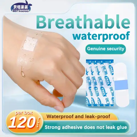 120 vattentäta plåster, transparenta, osynliga, hemostatiska, andningsbara, slitstarka 10 best sales vattentätt plåster - №3