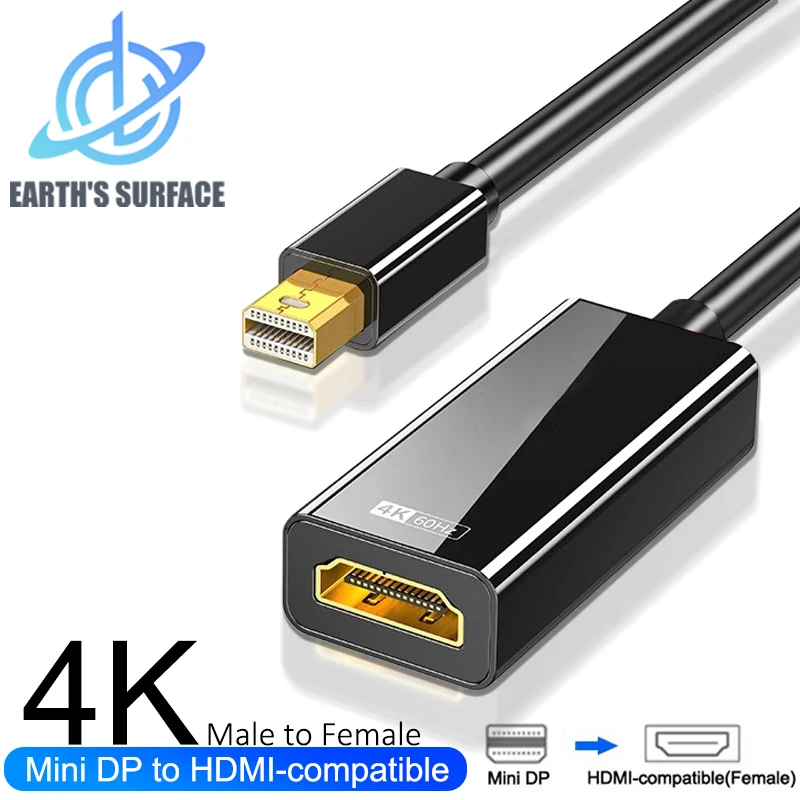 4k Mini DisplayPort to HDMI-compatible Adapter Cable for TV MacBook Laptop Projector Mini DP to HDMI-compatible Cable Converter