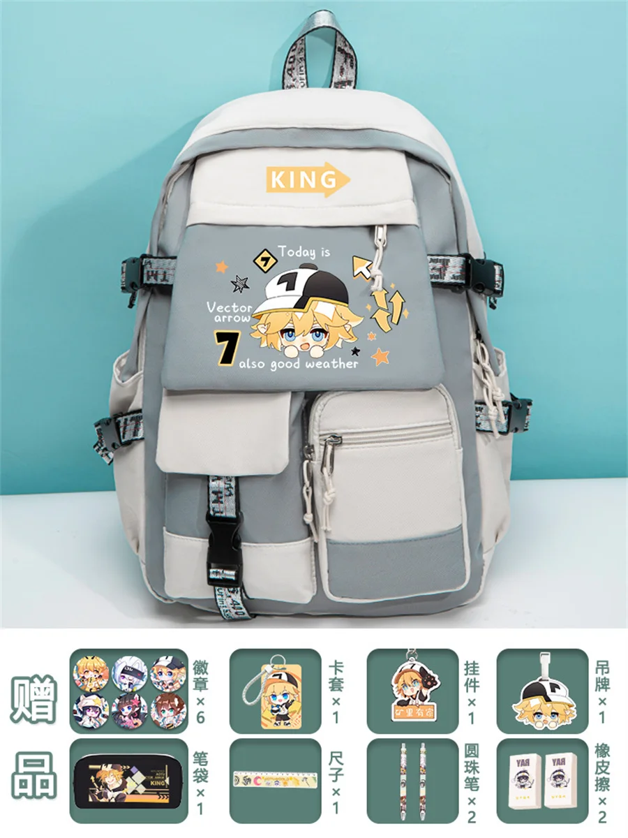 Chinese Anime Aotu Color Printing King  Grey Teenagers Leisure Sports Comfortable Fashion Zipper Student Soft Backpack Bag