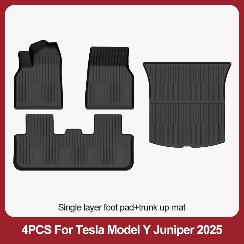 TPE Auto Vloermatten Voor Nieuwe Tesla Model Y2025, Jeneverbes Bagage Mat Set Waterdicht Anti-slip Kofferbak Matten vloer Liner Rugleuning Matten