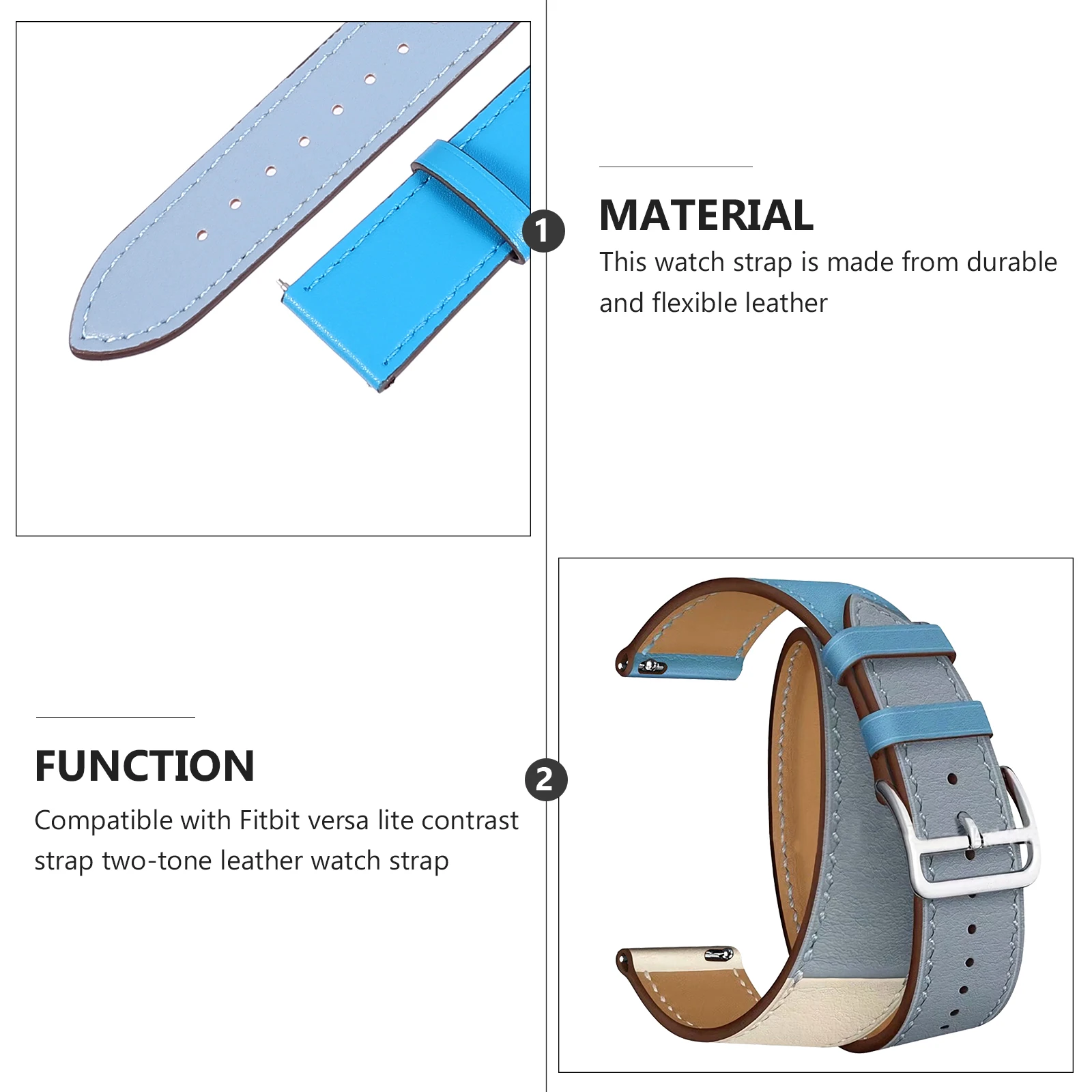 

Flexible Genuine Leather Bands Color Contrast Watch Straps Accessories For Versa Lite