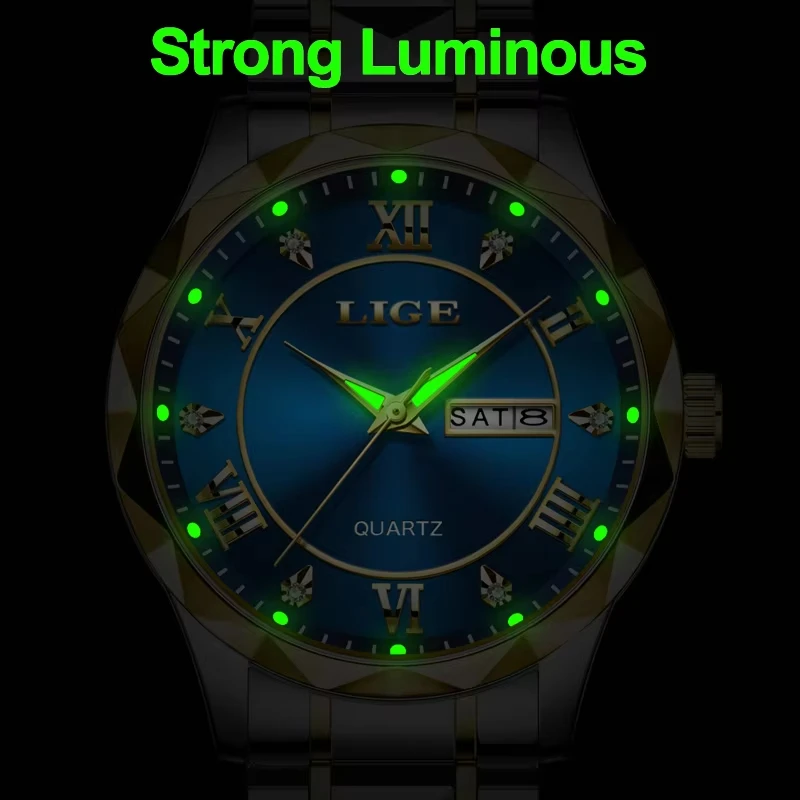 Lige novo relógio de ouro feminino relógios senhoras criativo aço pulseira relógios feminino à prova dwaterproof água relogio feminino + caixa