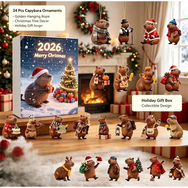 Acryl-Anhänger Weihnachtsbaumschmuck Weihnachtsdekoration Geschenk Capybara Weihnachts-Adventskalender 24-Tage-Countdown-Kalender 2D – Detail 4