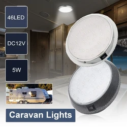 Luz de techo de coche de 12V y 46LED, lámpara de lectura de luz Interior, lámpara de techo redonda para camión, Camper, Van, remolque, barco, autocaravana
