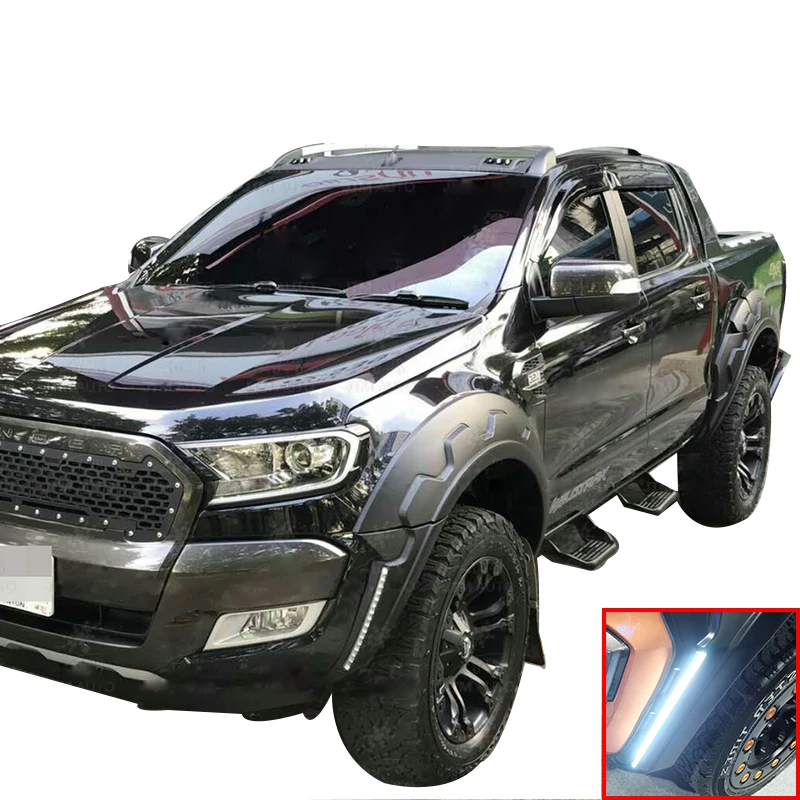 

LED Mudguards Wheel Arch Fender Flares For Ford Ranger MK2 PX Wildtrak T7 2015 2016 2017 2018 Double Cabin Car Accessories