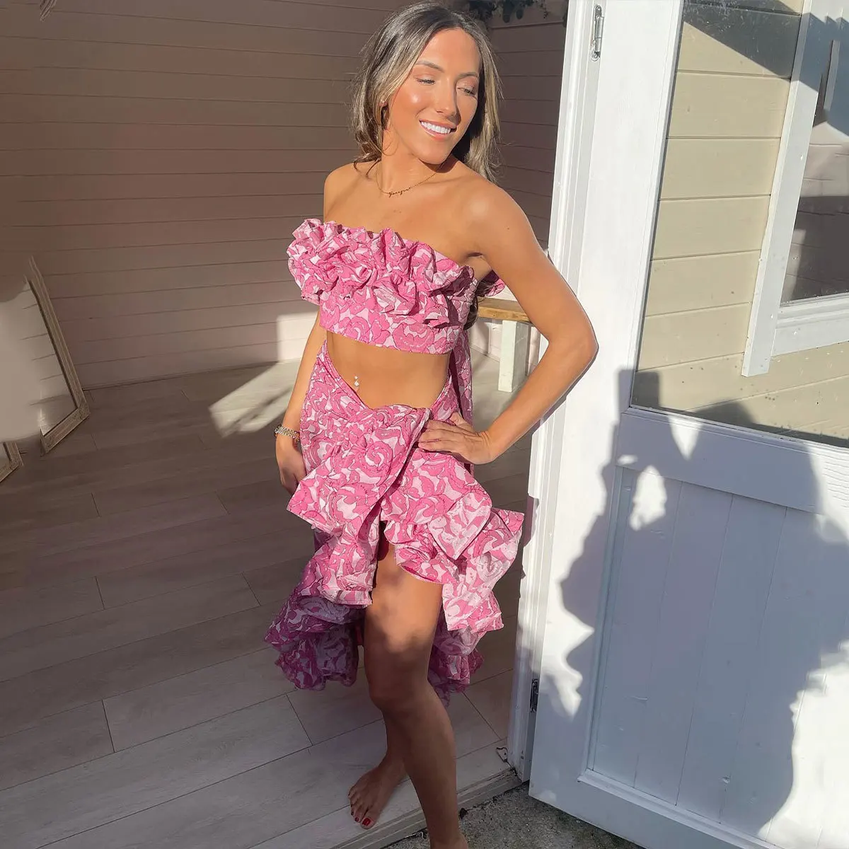 

Print Bikini Sexy Low Waist e Sle Swimsuit Separate Design Crossbody Swimwear New 2024 Trendy Swimsuit