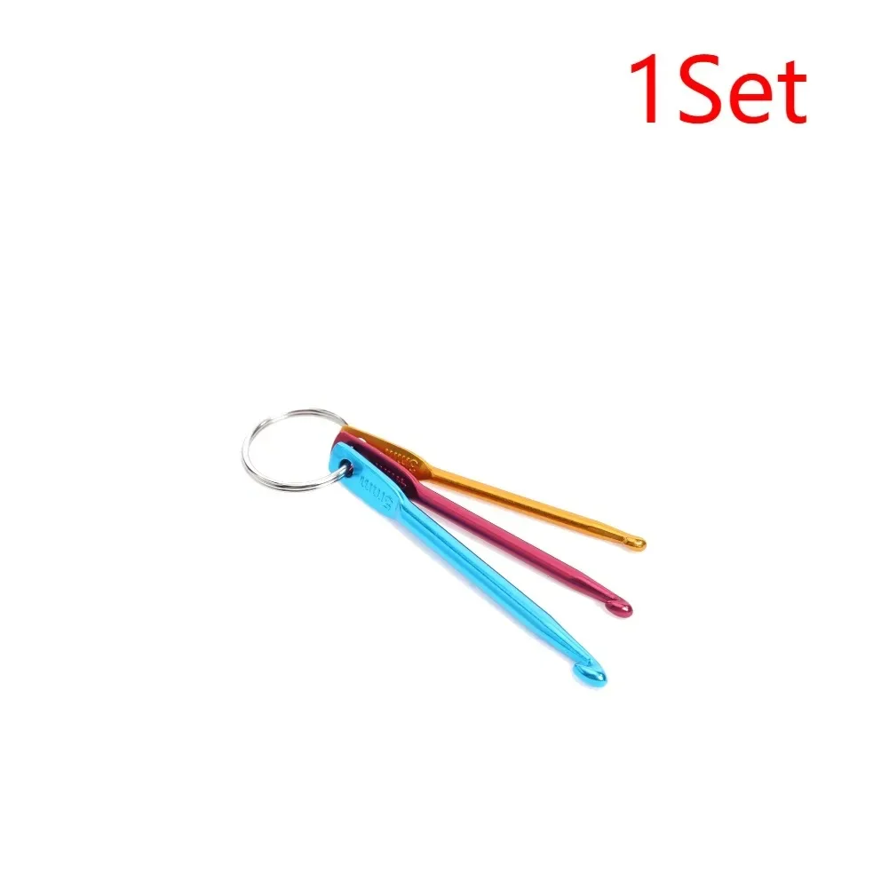 3pcs Crochet Needles Multicolour Mini Aluminum Keychain Crochet Hooks DIY Crafts Tools Knitting Weaving Hair Needles