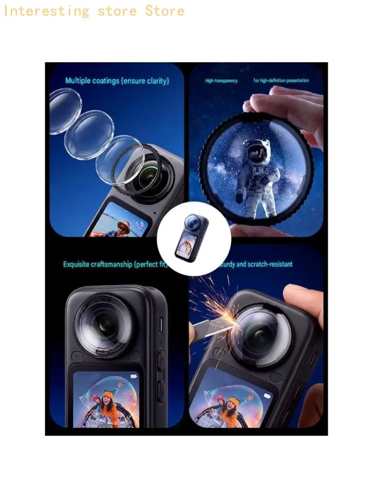 Panoramic Camera Lens Cover for X6, Front and Rear On Shielding with Clear Viewing Support for Outdoor Recording 55KC