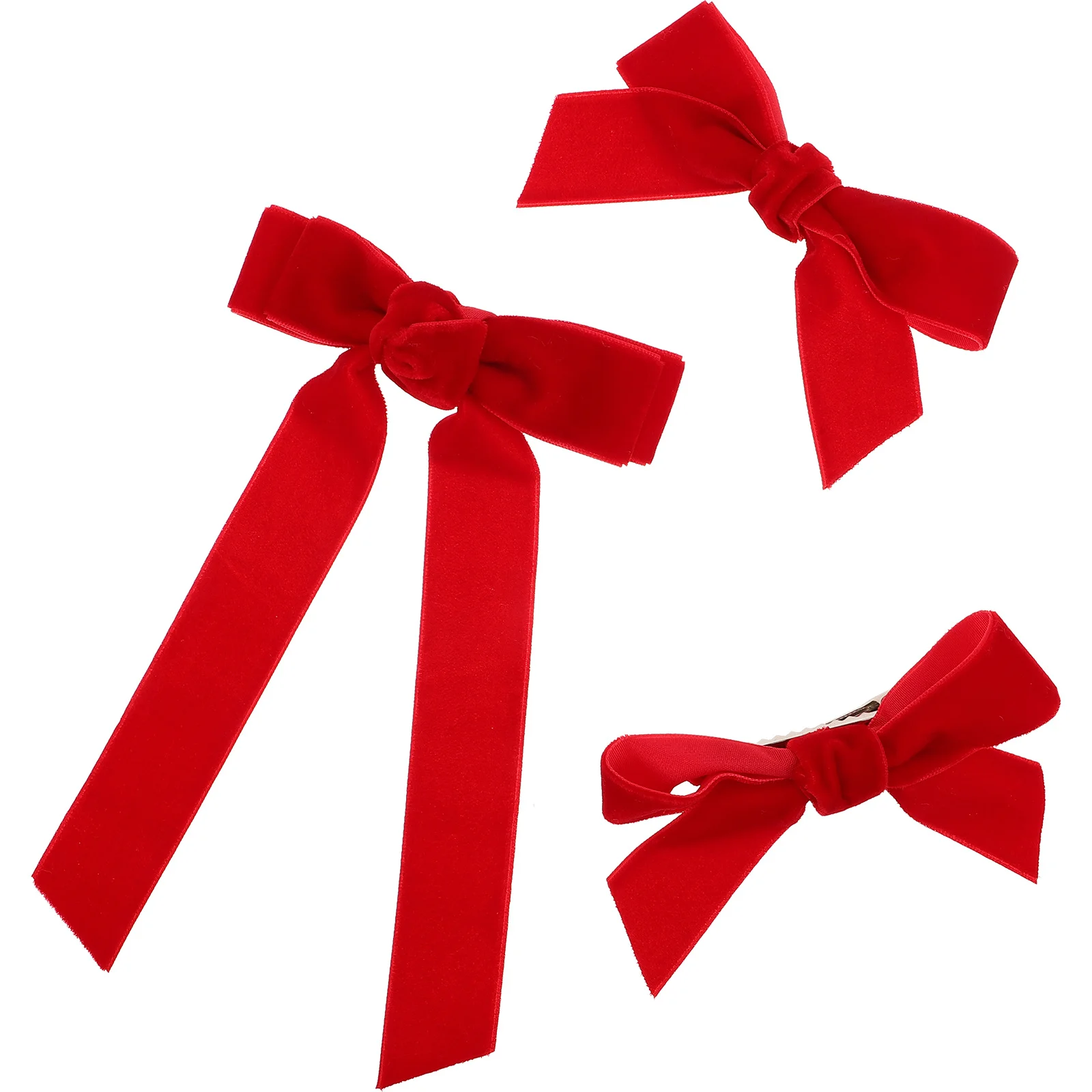

3Pcs Red Bowknot Hair Clips Long Tail Ribbon Hair Bows Barrettes for Girls Teens Toddlers Xmas Valentines Accessories