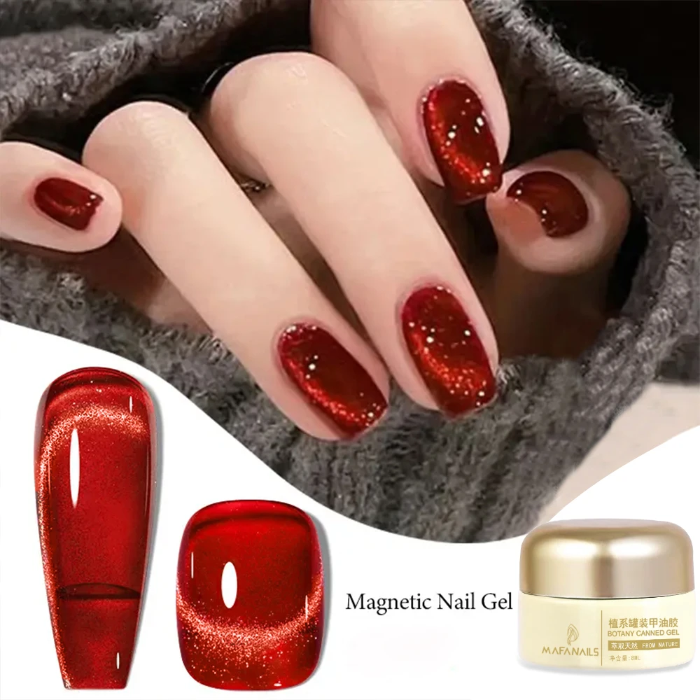 

8ml Red Ruby Cat's Eye Gel Nail Polish Holographic Effect Magnetic Nail Polish Soak Off UV for Home Salon DIY Manicure Varnish