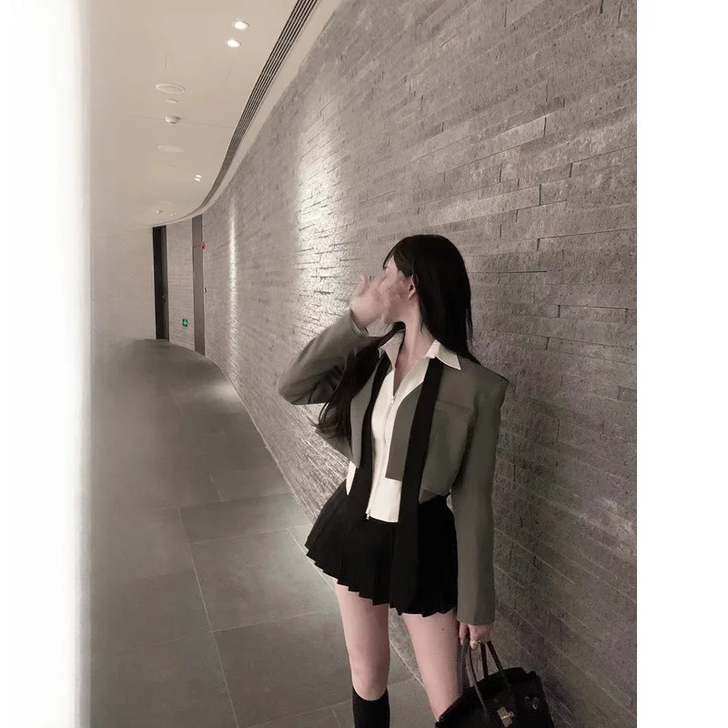 

Плиссированная юбка Bla в стиле Hotdog Spicy Anime Girl, с высокой талией, А-силуэт, короткая, однотонная, для повседневной носки, весенняя мода