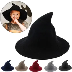 Vintage Halloween Witch Hat Woolen Long Point Hat for Women Halloween Party Hat Magical Hat Festival Party Cosplay Decoration