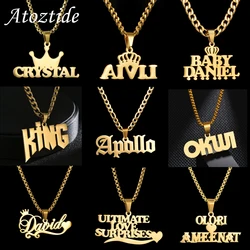 Atoztide LC, Personalisierte Namen Anhänger Halskette Edelstahl Kubanischen Dicke Kette für Männer Frauen Geburtstag Schmuck Geschenk