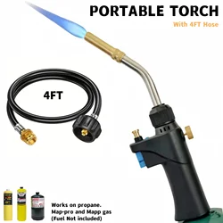 Propane Torch Head,MAPP and MAP. PRO Gas Torch,  Equipped with 4FT Hose Welding Tool,Used forWelding, Brazing, Thawing,Soldering