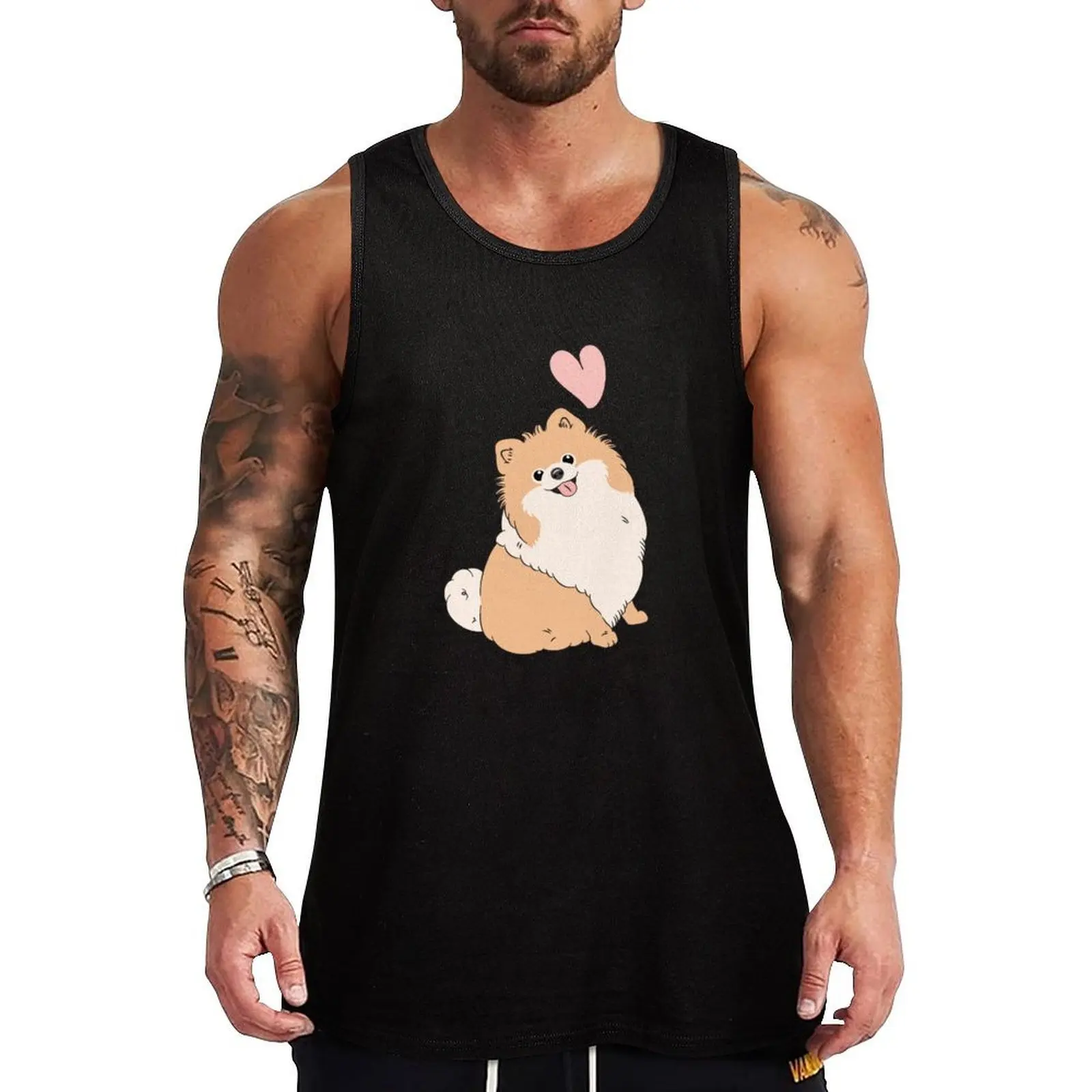 

LOVE Orange Pomeranian Tank Top Work Outdoor Tank Top Heavy Duty Sleeveless Shirt
