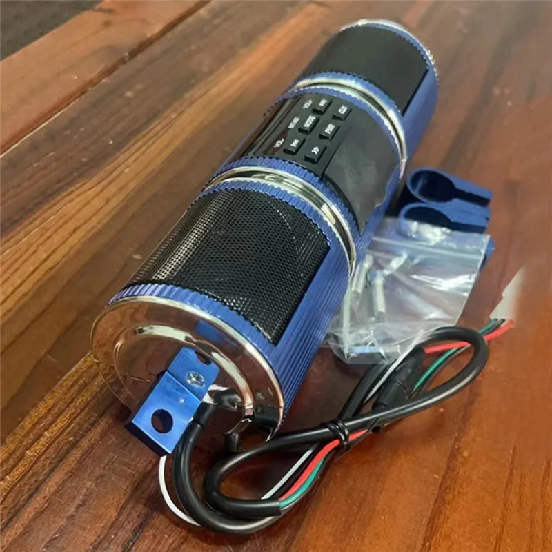 AB56-Motorcycle MP3 Audio Speaker Water Motorbike Stereo FM Radio AUX USB TF Card Bluetooth MP3 Motorcycles Speaker