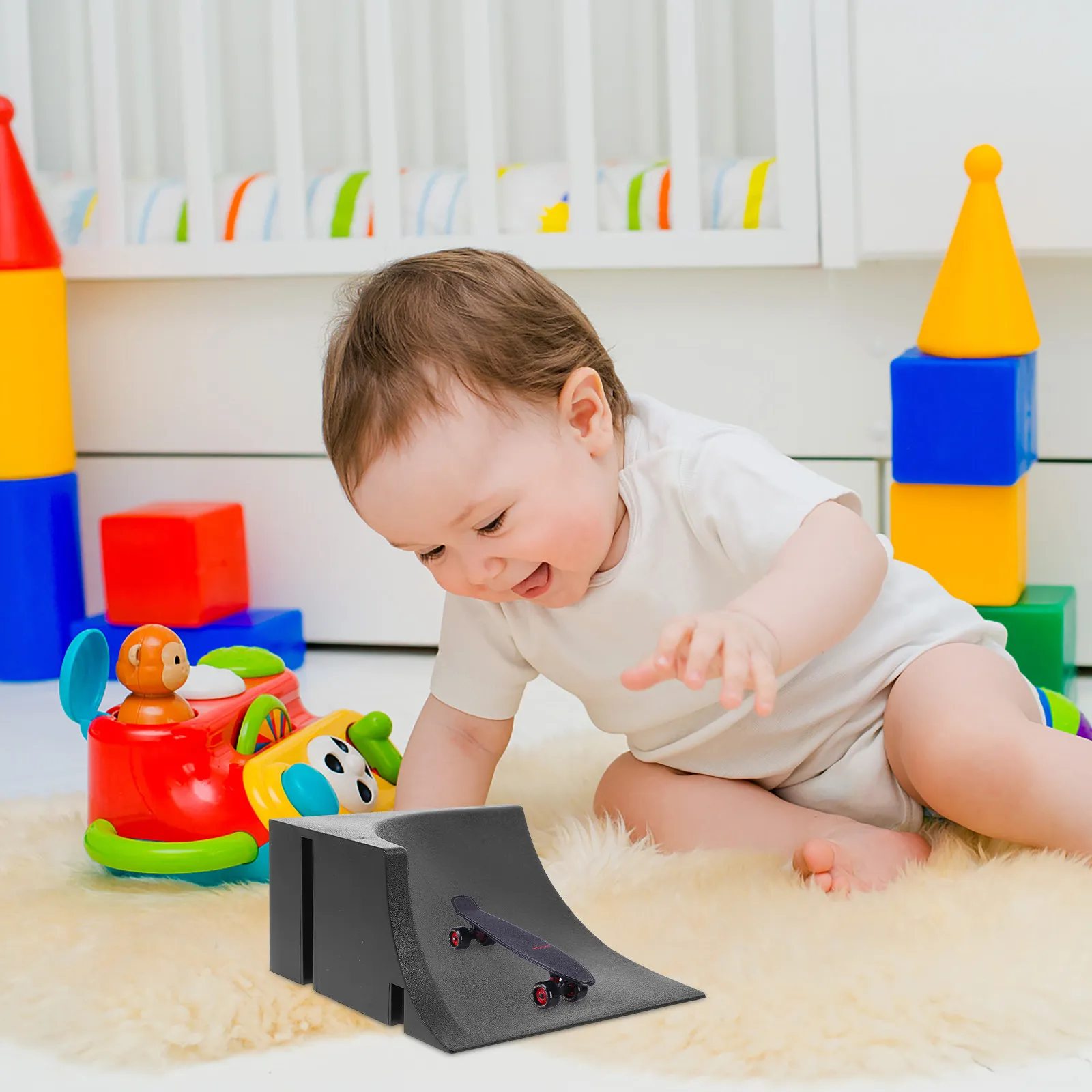 

Fingerboard Mini Skateboard Ramp Obstacle Set High-Quality Plastic for Child Finger Sport Coordination Flexibility