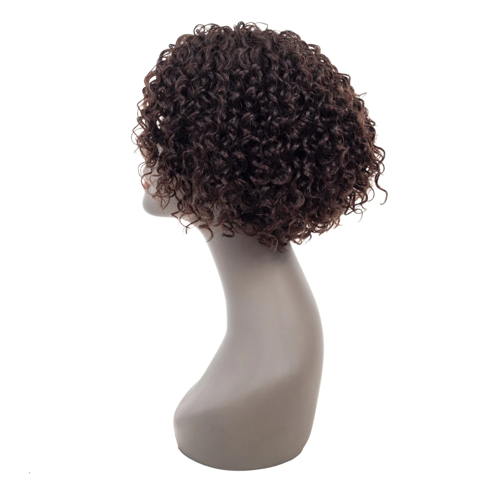 Short Curly Wigs With Side Part Human Hair Wig 9 Inches Long,#2 Color,Affordable 100% High Quality Hair,Suitable for Daily Wear