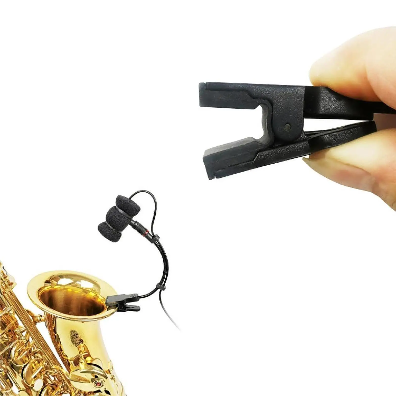 Klip Mikrofon Instrumen Mikrofon Saksofon Dudukan Mikrofon Leher Angsa untuk Perekaman Studio Instrumen Angin