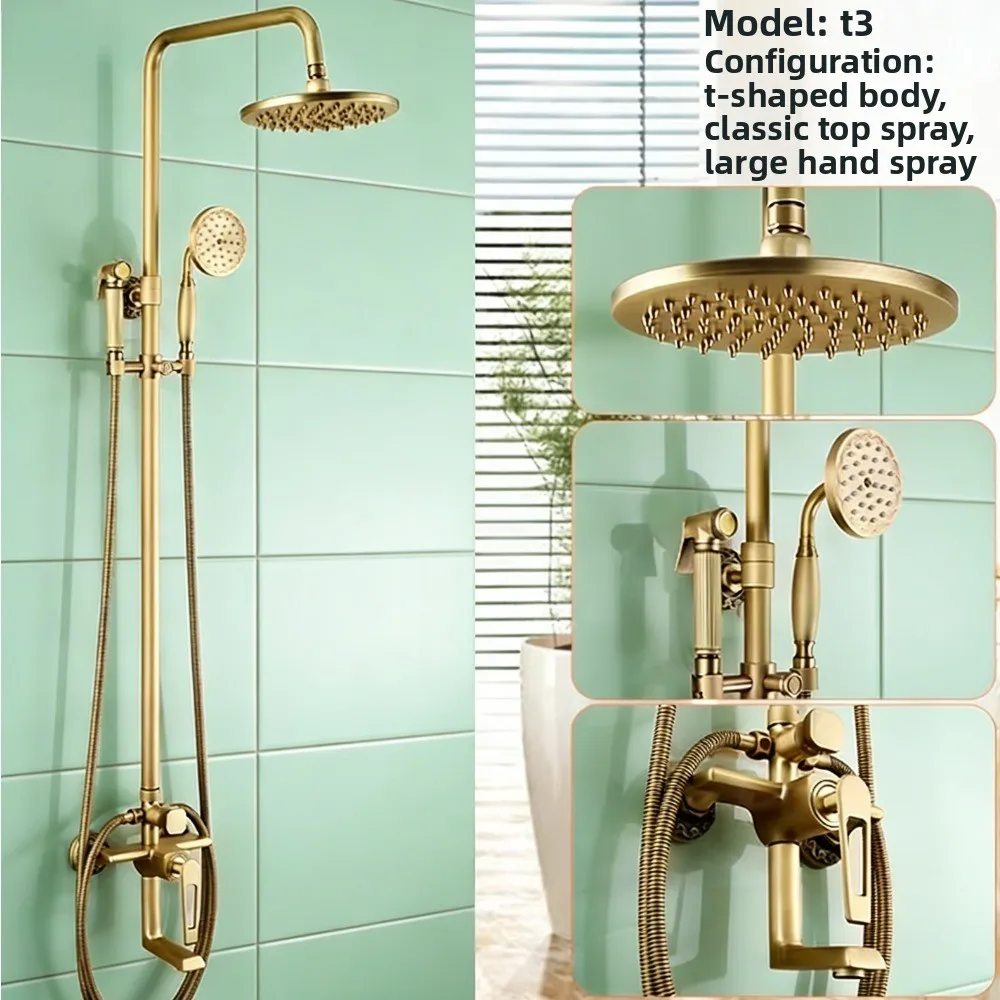 

Латунный смеситель для ванной комнаты, набор душевой насадки, античный латунный смеситель