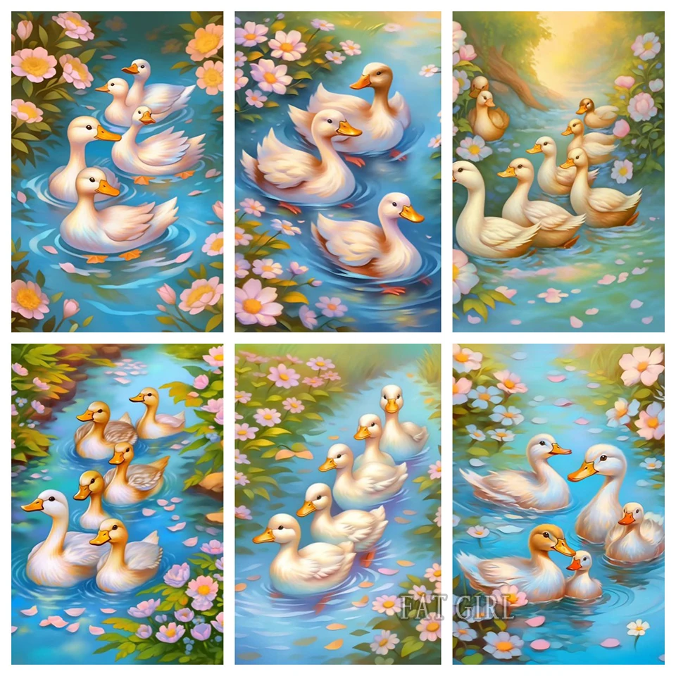 5D DIY Diamond Painting New 2024 Cute Duck Full Rhinestone Diamond Mosaic Embroidery Flower Animal Cross Stitch Home Decor Gift