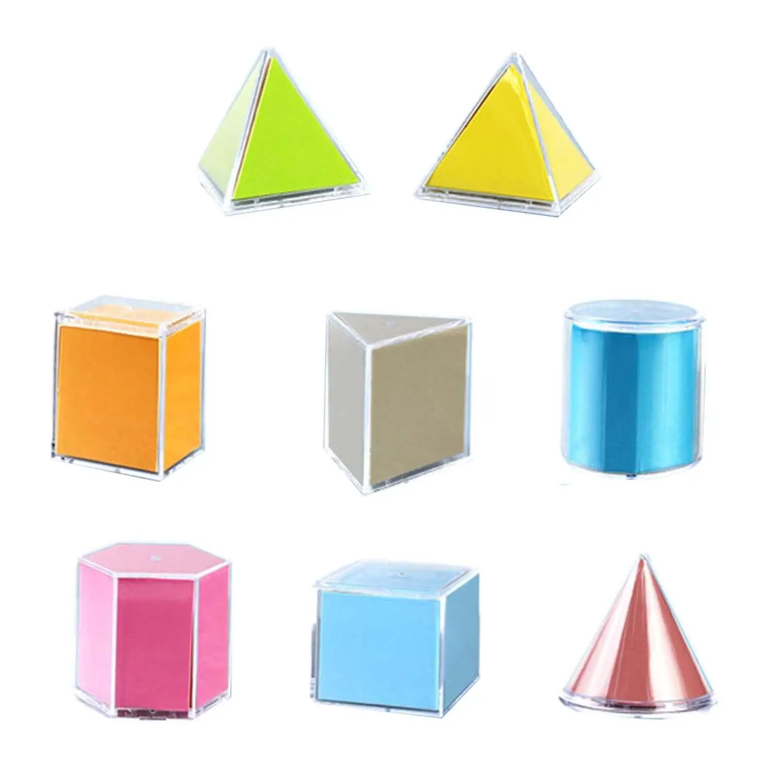 8 Stuks Transparante Geometrische Vormen 3d En 2d Concepten Montessori Speelgoed Voor Wiskunde Helper Kleuters Homeschool Leeftijden 3 +