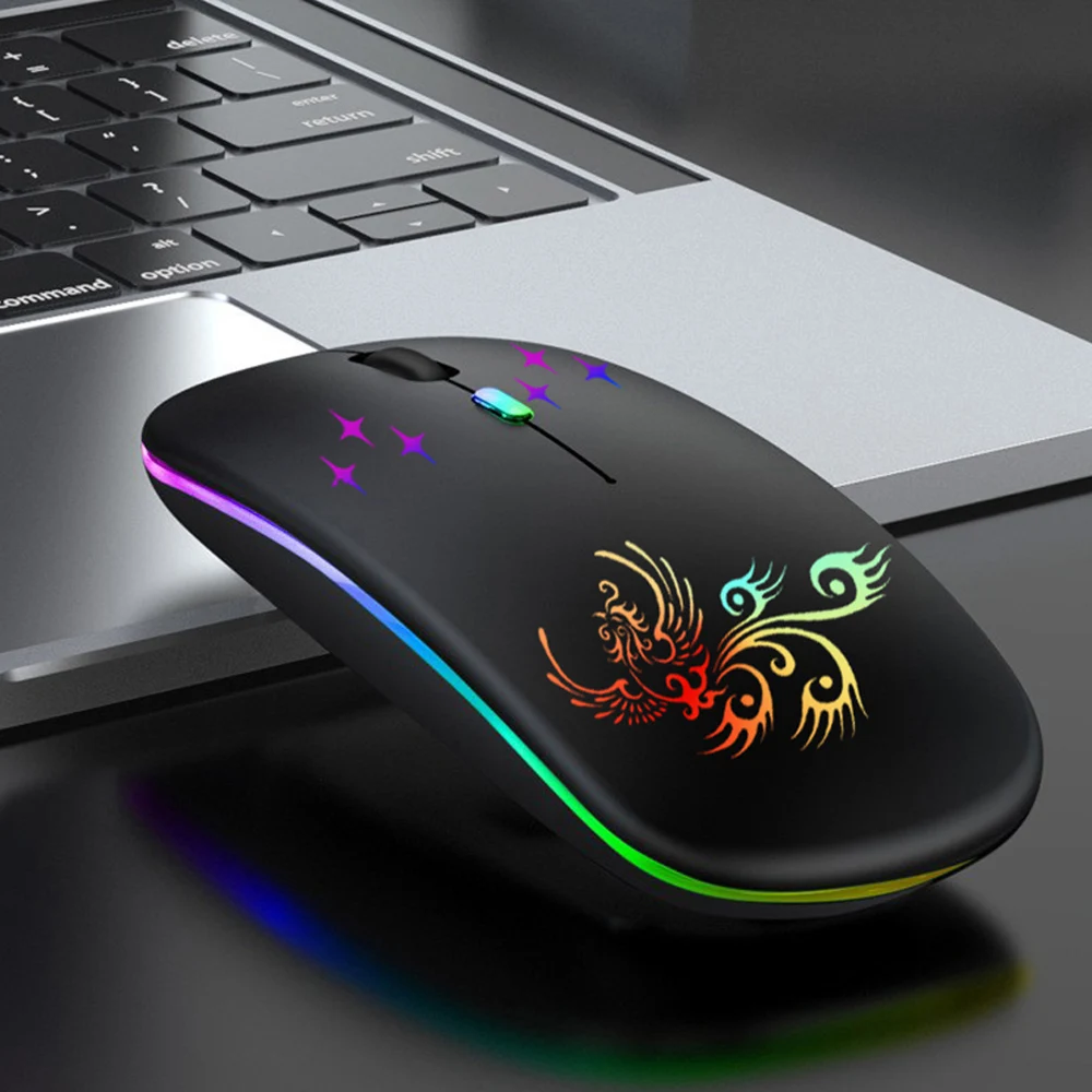 

Wireless Mouse With LED Backlit USB Rechargeable Bluetooth-compatible RGB Silent Gaming Mouse For Computer Laptop PC Mause Gamer