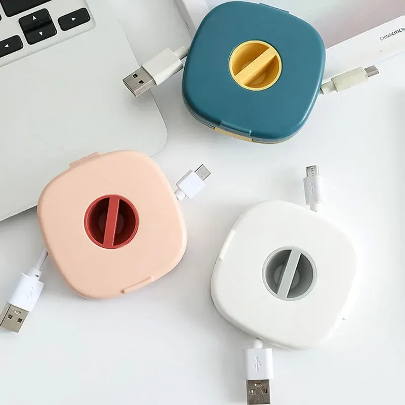 New 3 Colors Portable Round Rotatable Wire Organizer Cable Winder Box For Charging Data Line Data Cable organizer Storage Case