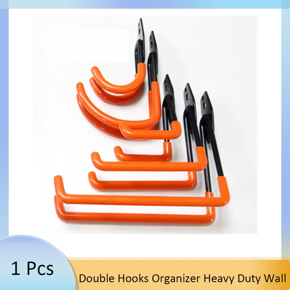 Steel Garage Storage Utility Double Hooks Organizer Heavy Duty Wall Mount Tool Holder for Organizing Power Tools