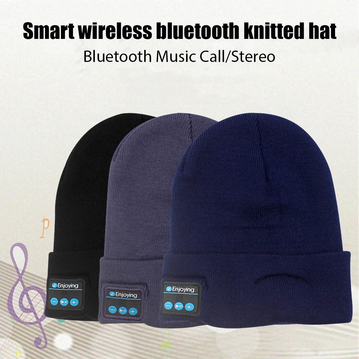 Bluetooth 5.0 Musiklautsprecher Männer Frauen Beanie Warme weiche Winter Strickmütze Mütze mit integriertem Mikrofon Kopfhörer als Weihnachtsgeschenk