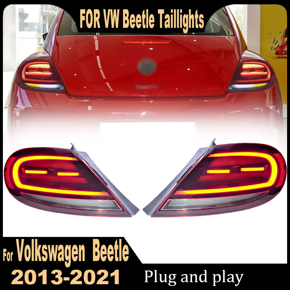 LED Tail Lights For Volkswagen Beetle 2013 2014 2015 2016 2017 2018 2019 2020 2021 Sequential Turn Signal Rear Lamps Animation