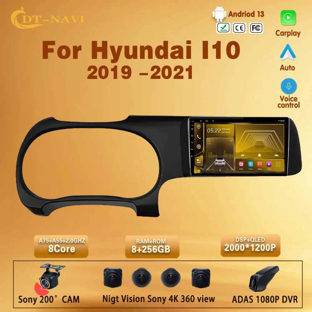 

7862 CPU Android 13 For Hyundai I10 2019 2020 2021 Car Radio Multimedia Video Player Navigation Stereo GPS No 2din 2 Din DVD 4G