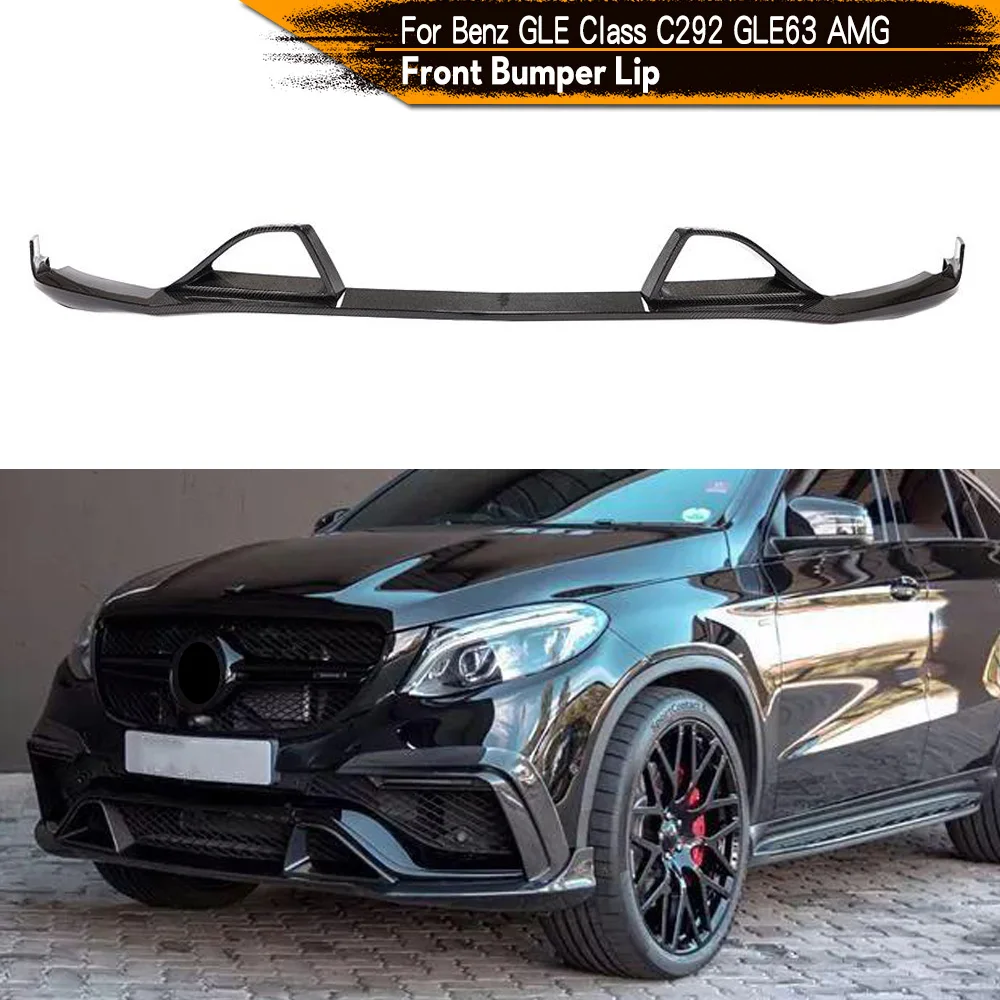 Carbon Front Bumper Lip For Mercedes-Benz GLE Class C292 GLE63 AMG 2015 - 2018 Carbon Fiber Front Bumper Lip Spoiler Splitters