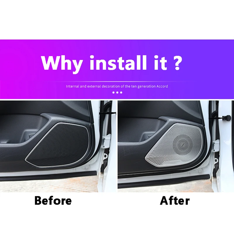 لهوندا أكورد X 10th 2018 2019 2020 2022 باب السيارة مكبر الصوت الفولاذ المقاوم للصدأ غطاء إطار الكسوة ملصق الملحقات الداخلية
