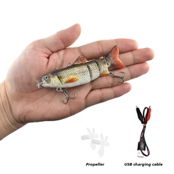 90mm mini Automatic Swimming Robotic Electric Fishing Lure Multi Jointed Bait Auto Swimbait USB LED Light Wobbler for pike