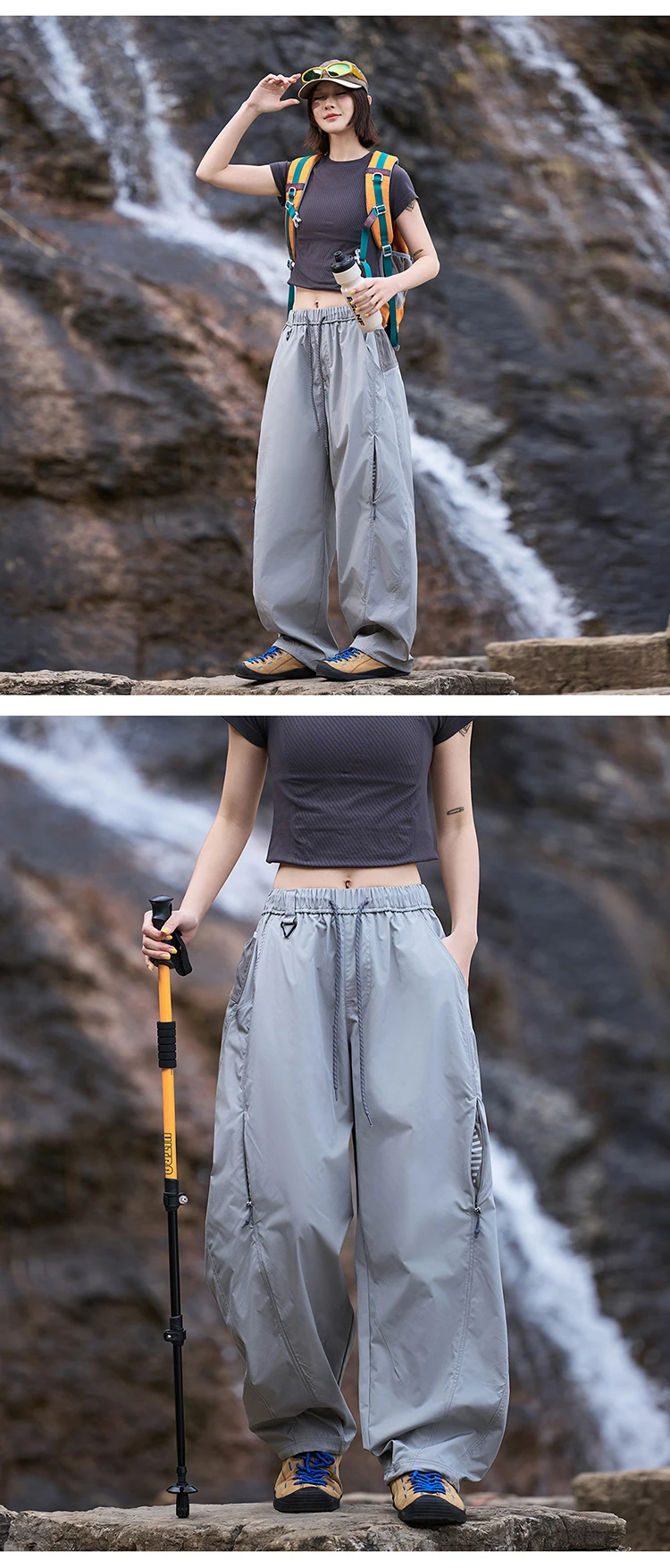 Unisex Outdoor-Wanderhose – Schnell trocknende, locker sitzende Hose mit Kordelzug in der Taille für Camping und Trekking – Detail 8