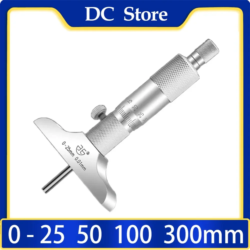 

0-25mm 0-50mm 0-100mm 0-150mm 0-200mm 300 Depth Micrometer 0.01mm depth micrometer gauge with rods depth caliper measuring tools