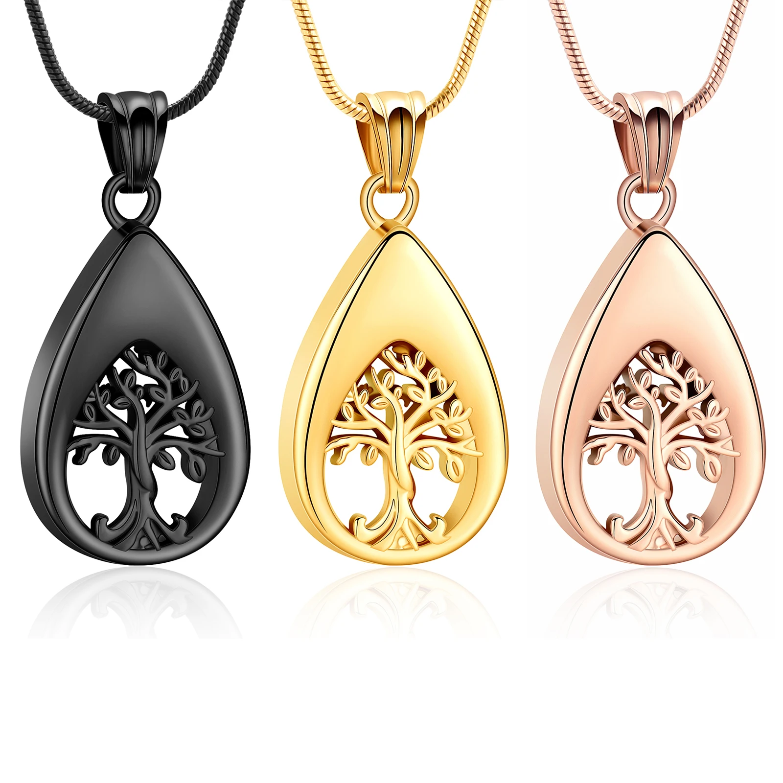 Teadrop Cremación Joyería Memorial Urna Collar para Cenizas Árbol de la Vida Urna Colgante Collar Cenizas Recuerdo para Mujeres Hombres