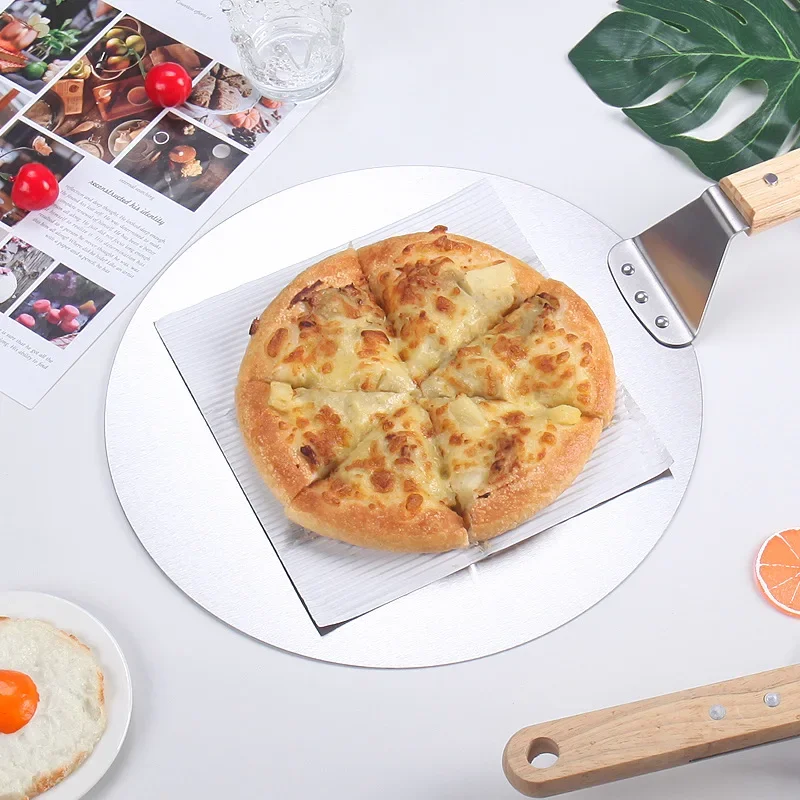

Stainless Steel Anti-scalding Pizza Shovels Wooden Handle Round Cake Shovel Kitchen Baking Accessories Cake Tools Pizza Shovel